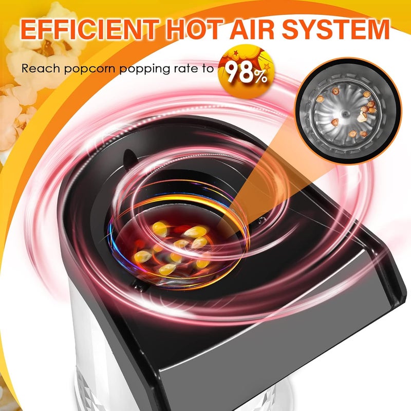 Vminno Hot Air Popcorn Machine 1200W, 4.5-Quart Popcorn Maker, No-Oil Air Popper, 2-Min Family Movie-Night Popcorn Popper, Easy Clean, Fat-Free Snack - Image 3